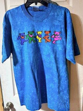 Liquid Blue Grateful Dead Dancing Bears Tie-Dye T-Shirt Blue Large